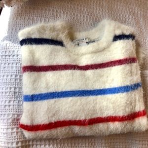 Colored faux fur cropped sweater